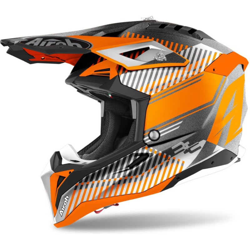 Casco motocross Airoh Aviator 3.0 Wave 2022 arancio-grigio-bianco Saldi