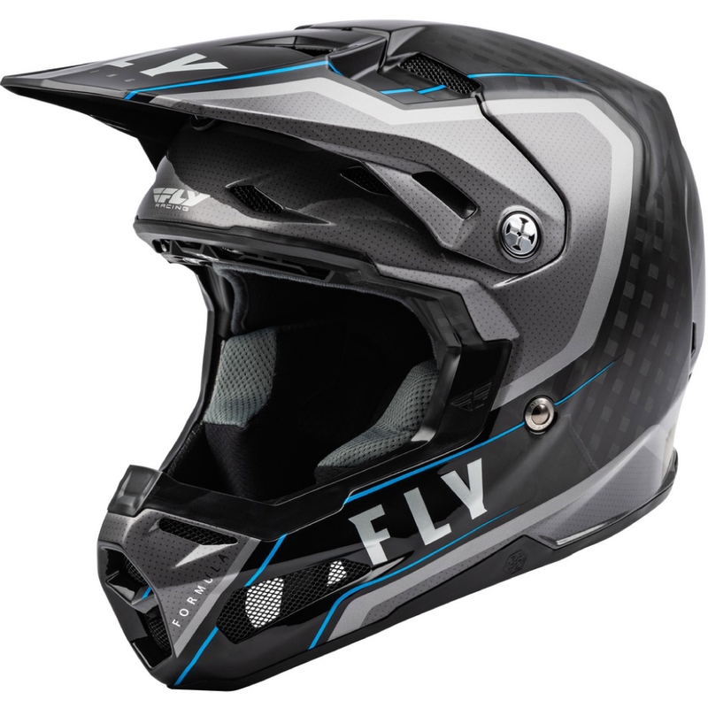 Casco da motocross FLY Racing Formula Axon nero-grigio-blu