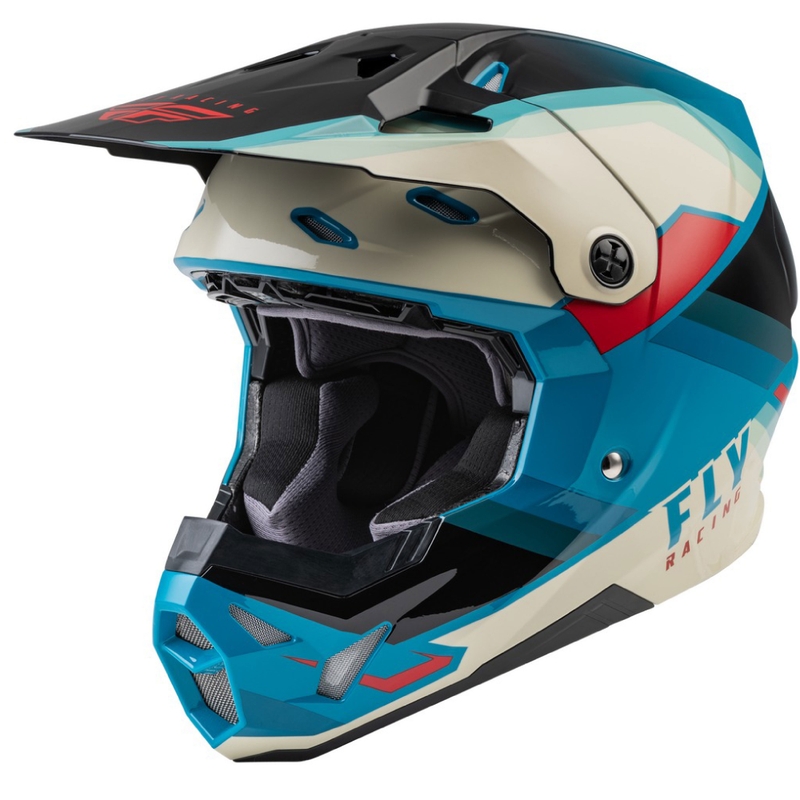 Casco da motocross FLY Racing Formula CP nero-grigio-turchese