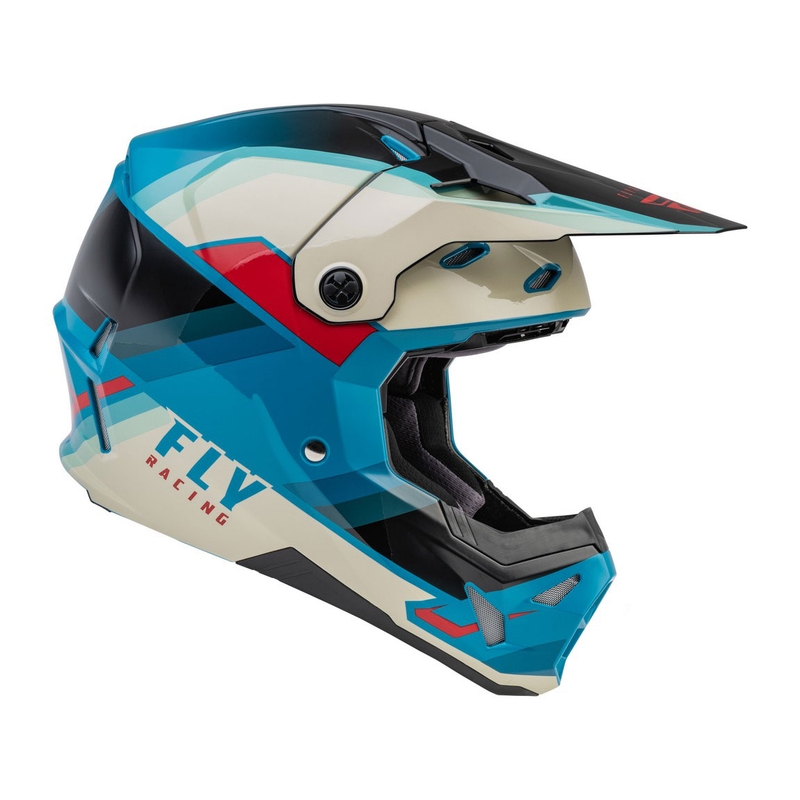 Casco da motocross FLY Racing Formula CP nero-grigio-turchese