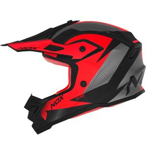 Casco motocross per bambini NOX N761 MX rosso fluo-nero-grigio