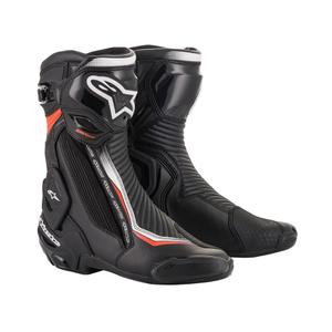 Stivali moto Alpinestars SMX Plus 2 nero-bianco-rosso fluo