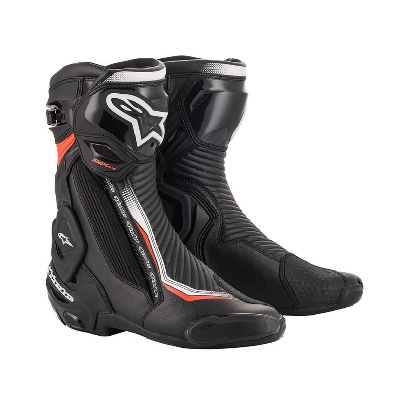 Stivali moto Alpinestars SMX Plus 2 nero-bianco-rosso fluo