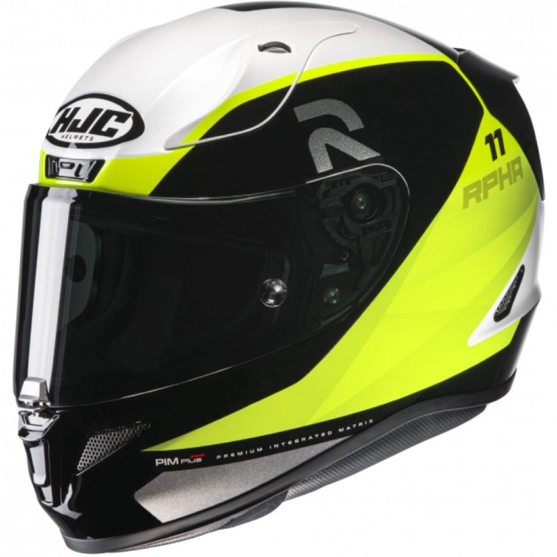 Casco moto integrale HJC RPHA 11 Texen MC3H bianco-giallo-nero