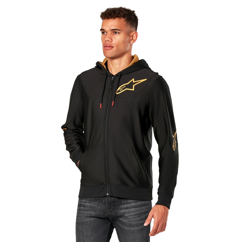 Felpa con cappuccio Alpinestars Sessions 3 nero-oro