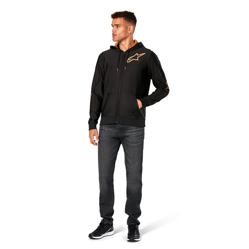 Felpa con cappuccio Alpinestars Sessions 3 nero-oro