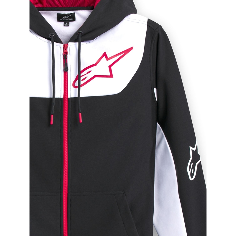 Felpa con cappuccio Alpinestars Sessions 3 nera-bianca-rossa