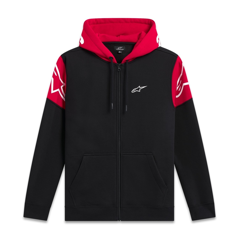 Felpa con cappuccio Alpinestars Velocity nera-rossa
