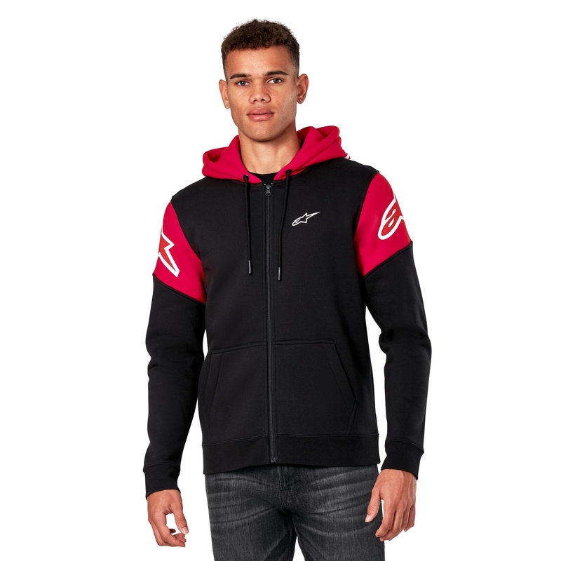 Felpa con cappuccio Alpinestars Velocity nera-rossa