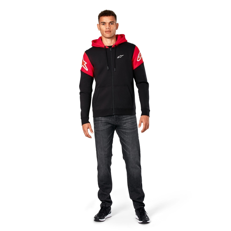 Felpa con cappuccio Alpinestars Velocity nera-rossa