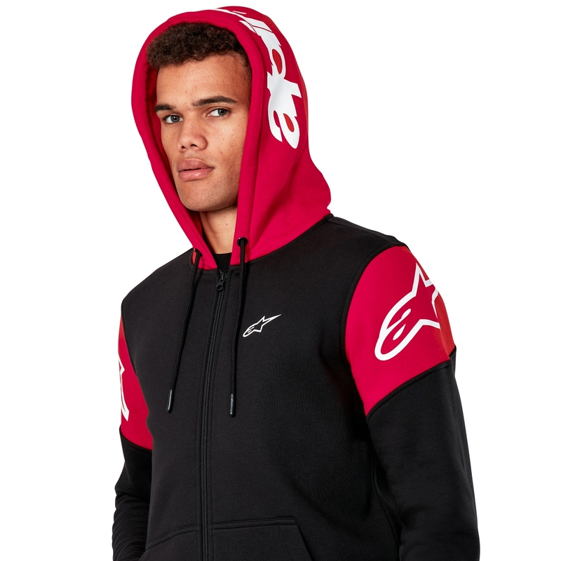 Felpa con cappuccio Alpinestars Velocity nera-rossa