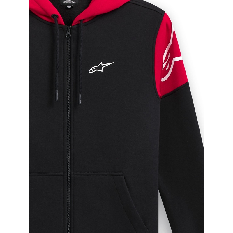 Felpa con cappuccio Alpinestars Velocity nera-rossa