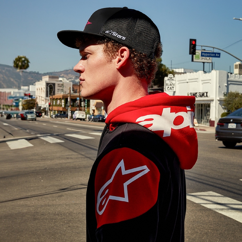 Felpa con cappuccio Alpinestars Velocity nera-rossa