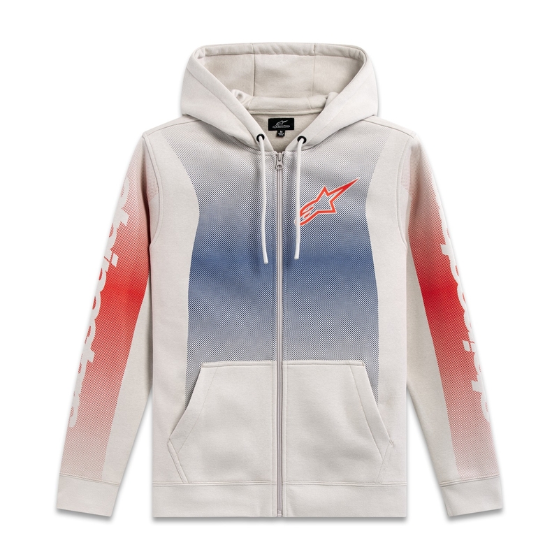 Felpa con cappuccio Alpinestars Arising bianca bianco sporco-blu-rosso