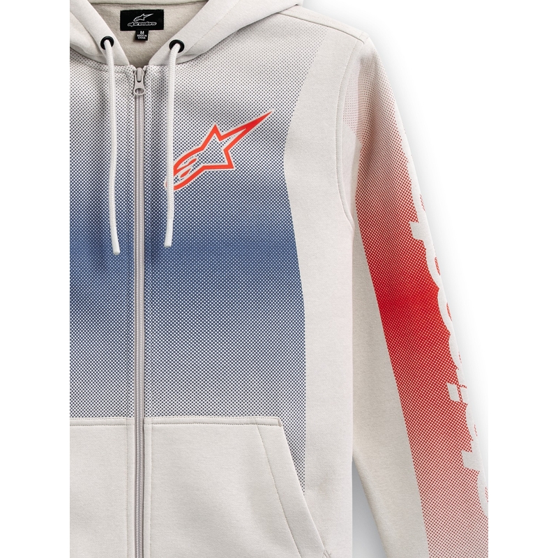 Felpa con cappuccio Alpinestars Arising bianca bianco sporco-blu-rosso