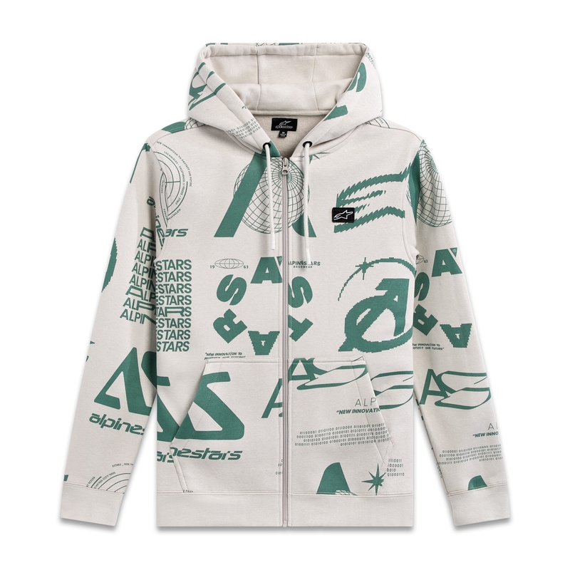 Felpa con cappuccio Alpinestars Determinant bianca bianco sporco