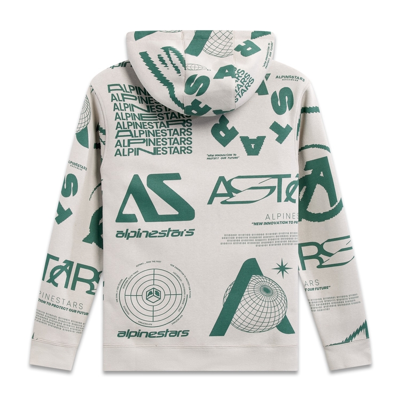 Felpa con cappuccio Alpinestars Determinant bianca bianco sporco