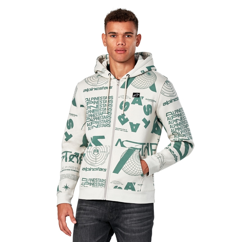 Felpa con cappuccio Alpinestars Determinant bianca bianco sporco