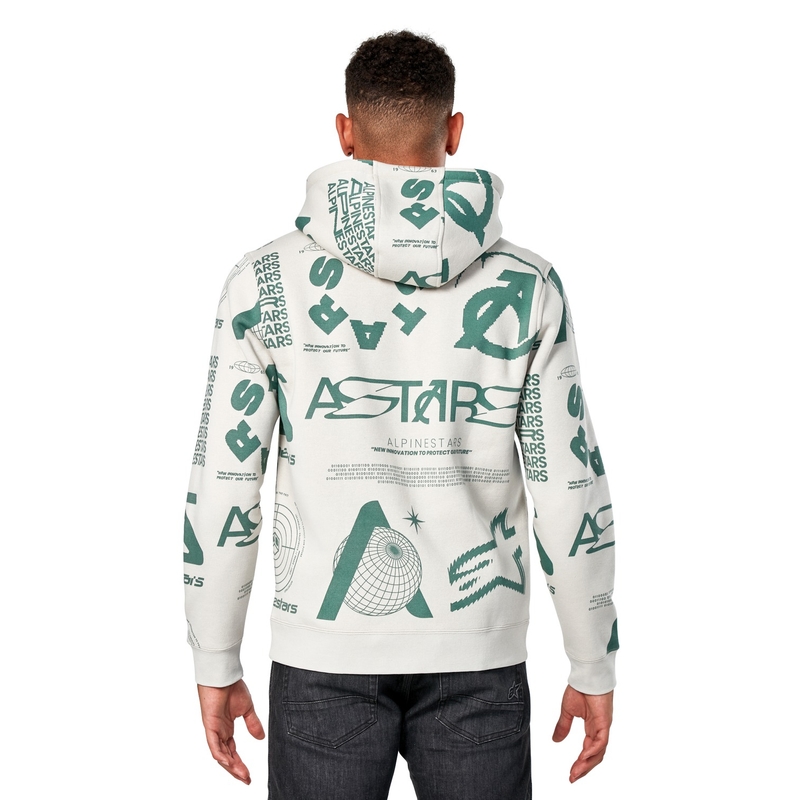 Felpa con cappuccio Alpinestars Determinant bianca bianco sporco