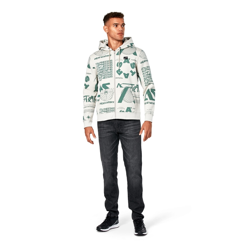 Felpa con cappuccio Alpinestars Determinant bianca bianco sporco