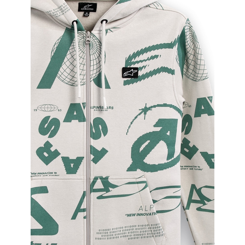 Felpa con cappuccio Alpinestars Determinant bianca bianco sporco