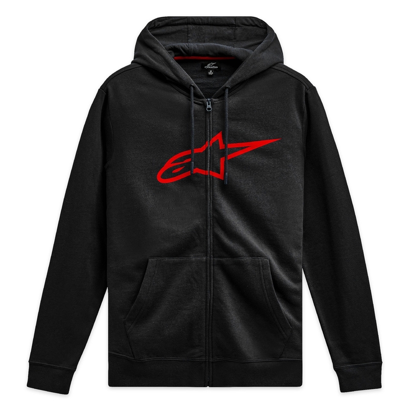 Felpa con cappuccio Alpinestars Ageless Zip 3 nera-rossa