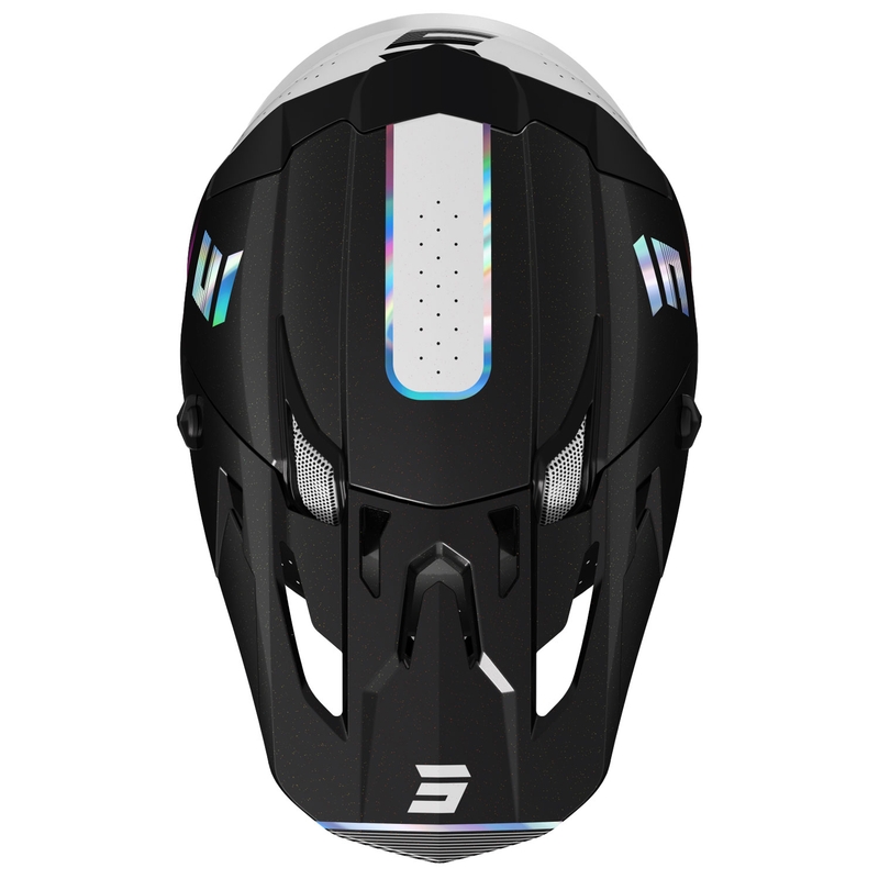 Casco motocross Shot Core Honor nero-olografico perla