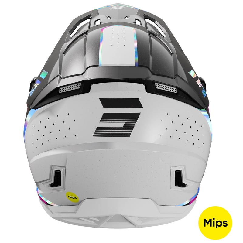 Casco motocross Shot Core Honor nero-olografico perla