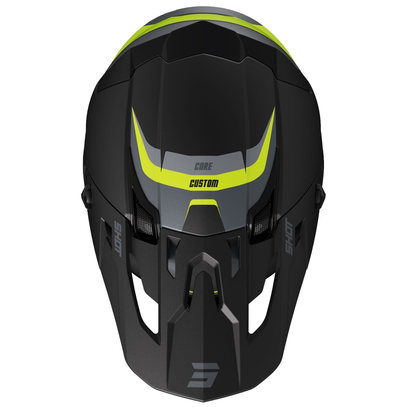 Casco motocross Shot Core Custom nero-giallo fluo