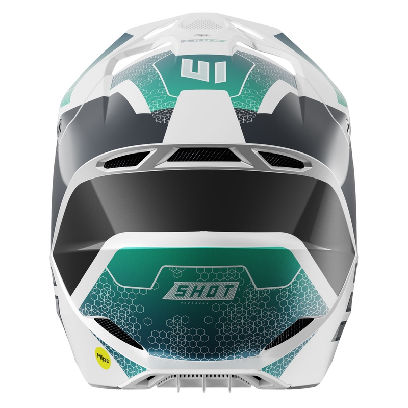 Casco motocross Shot Race Phaser perla nero-turchese-bianco