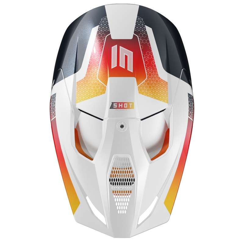 Casco motocross Shot Race Phaser blu perla-bianco-arancio