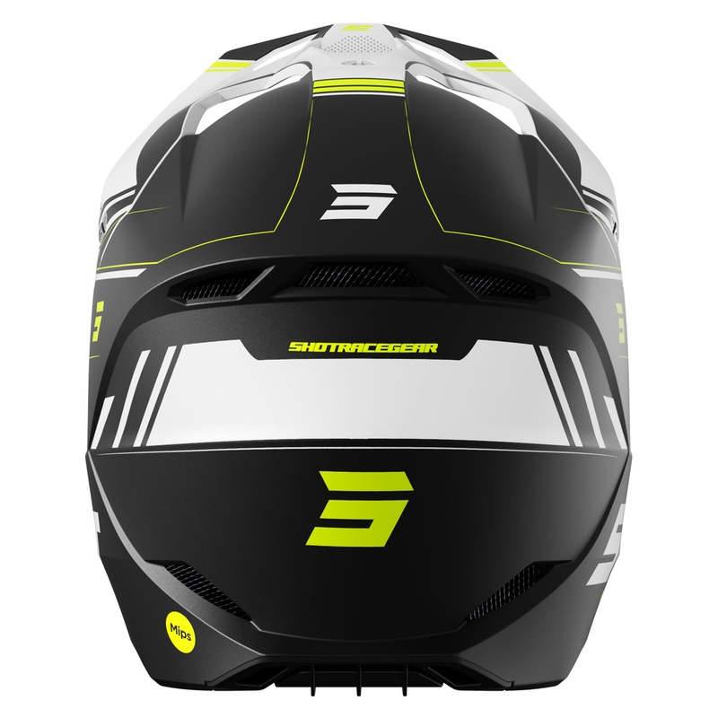 Casco motocross Shot Race Sprint nero-bianco-giallo fluo