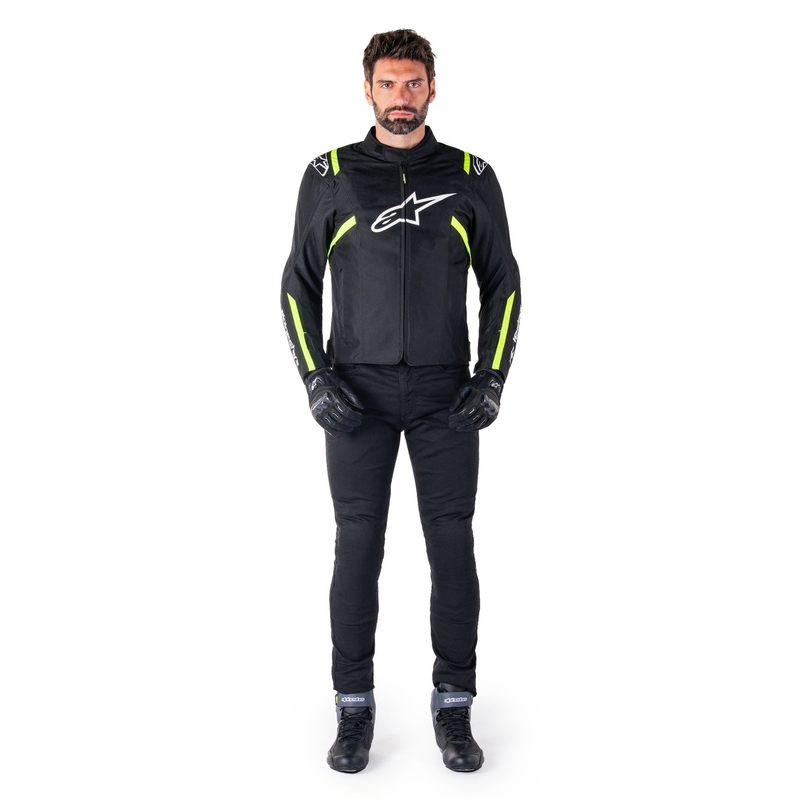 Giacca moto impermeabile Alpinestars T-SPS 2 nero-bianco-giallo fluo
