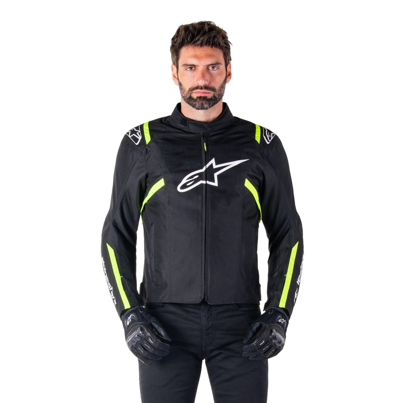 Giacca moto impermeabile Alpinestars T-SPS 2 nero-bianco-giallo fluo