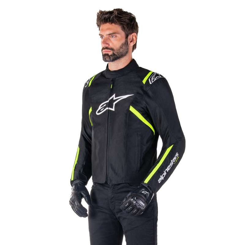 Giacca moto impermeabile Alpinestars T-SPS 2 nero-bianco-giallo fluo