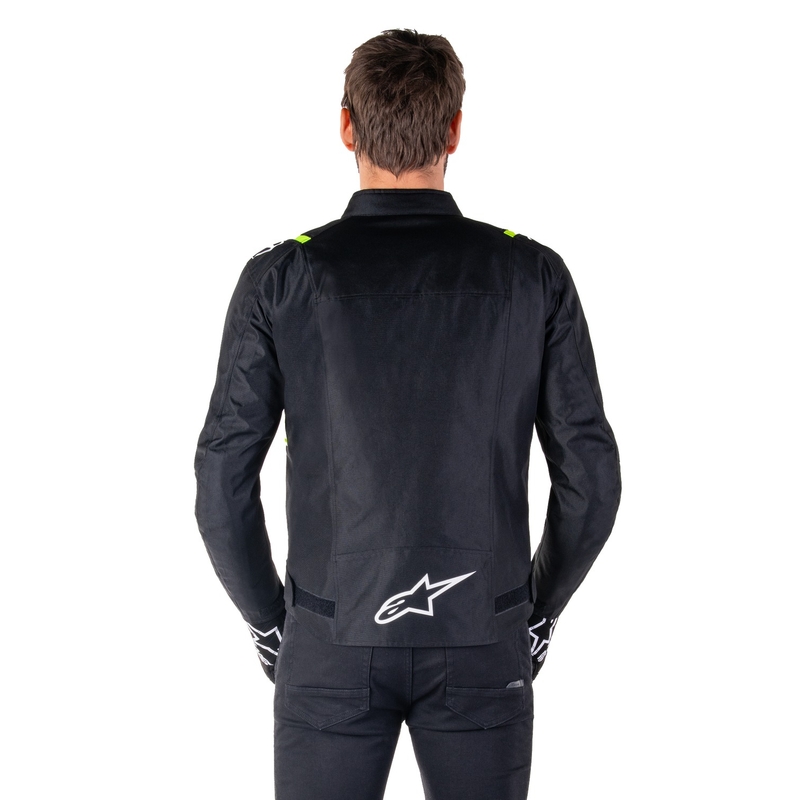 Giacca moto impermeabile Alpinestars T-SPS 2 nero-bianco-giallo fluo