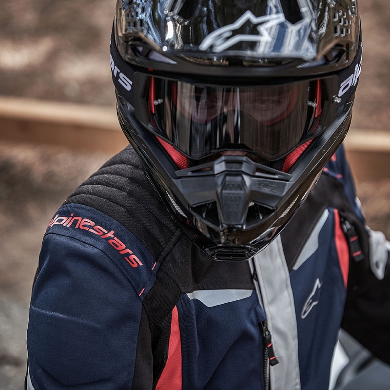 Giacca moto impermeabile Alpinestars ST-1 blu scuro-nero-rosso
