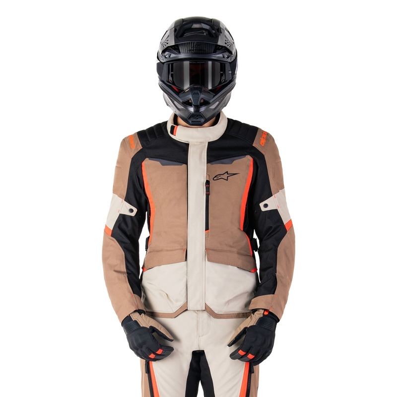 Giacca moto impermeabile Alpinestars ST-1 kaki-sabbia-nero-rosso fluo