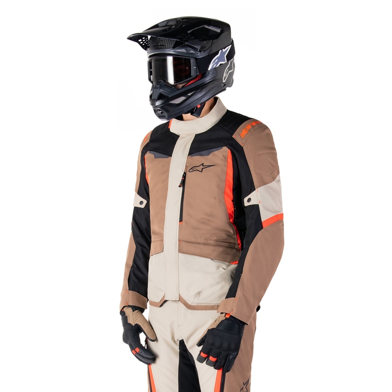 Giacca moto impermeabile Alpinestars ST-1 kaki-sabbia-nero-rosso fluo