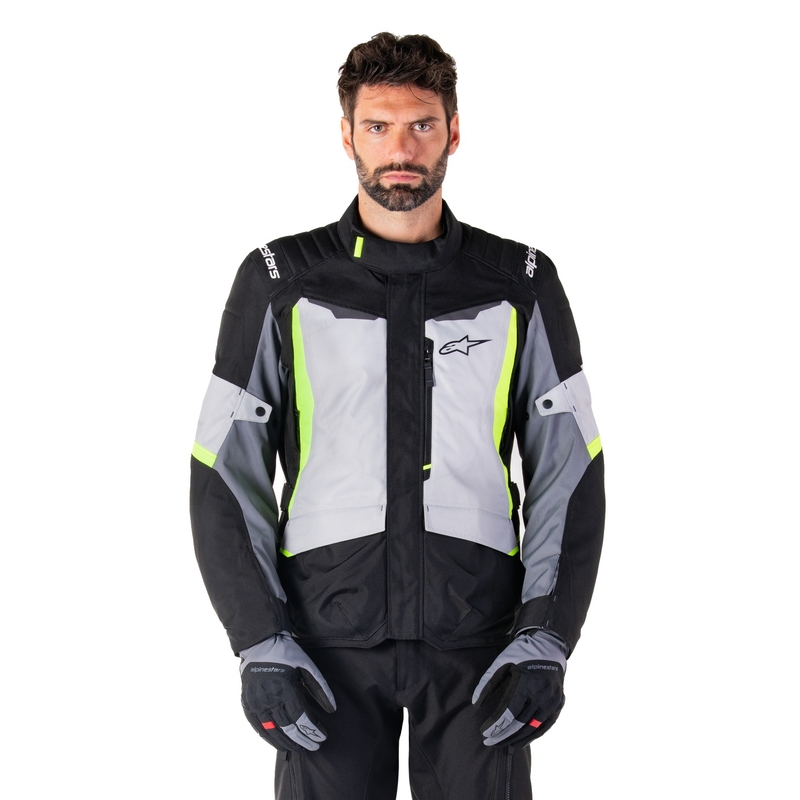 Giacca moto impermeabile Alpinestars ST-1 grigio-nero-giallo fluo