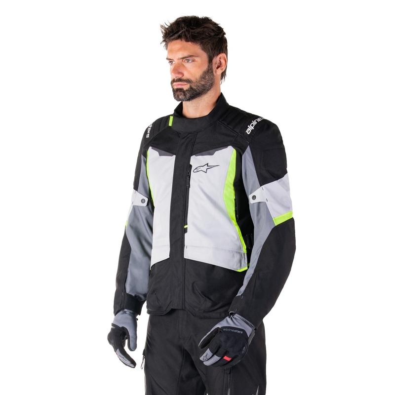 Giacca moto impermeabile Alpinestars ST-1 grigio-nero-giallo fluo
