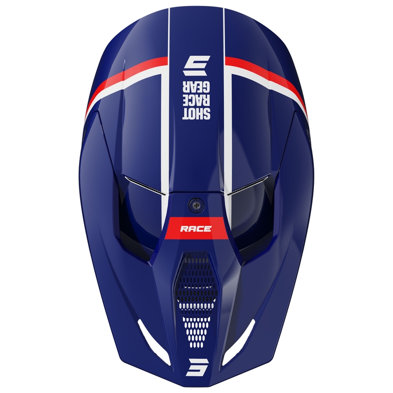 Casco motocross Shot Race Mythic blu-rosso lucido