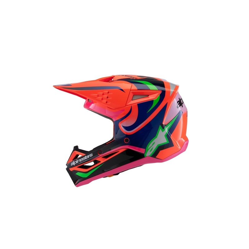 Casco motocross da bambino Alpinestars S-M3 HAIDEN DEEGAN fluo arancio-viola-rosa-verde