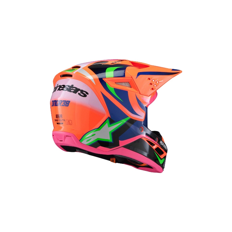 Casco motocross da bambino Alpinestars S-M3 HAIDEN DEEGAN fluo arancio-viola-rosa-verde