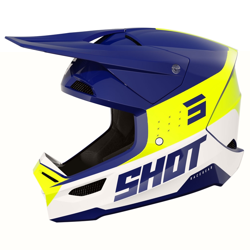 Casco motocross Shot Furious League blu-giallo fluo