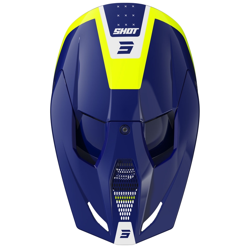 Casco motocross Shot Furious League blu-giallo fluo