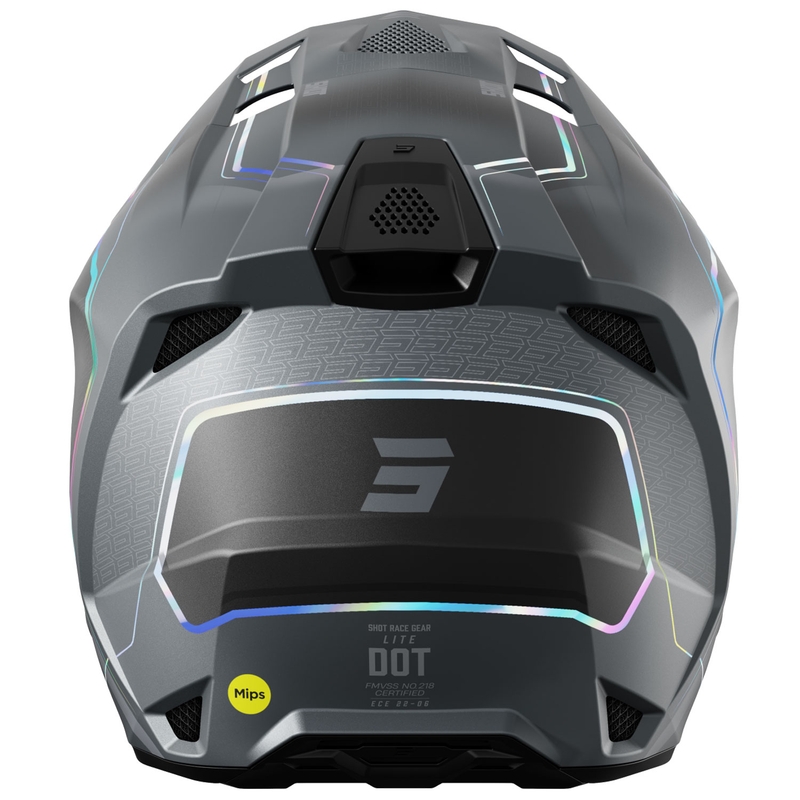 Casco motocross Shot Lite Challenger grigio perla olografico