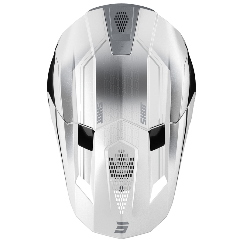 Casco motocross Shot Lite Challenger perla nero-bianco