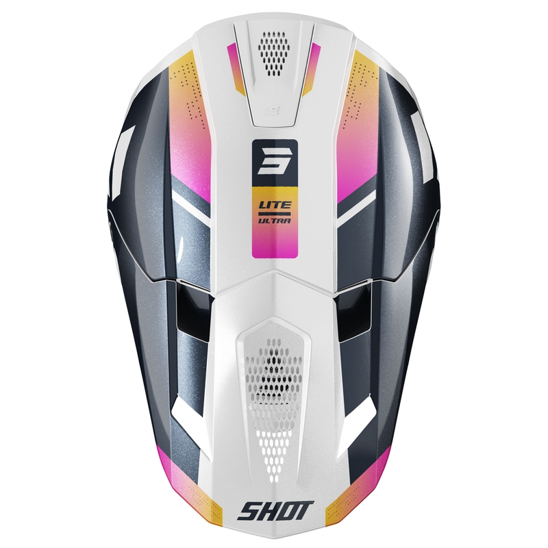 Casco motocross Shot Lite Ultra blu perla-arancio-rosa