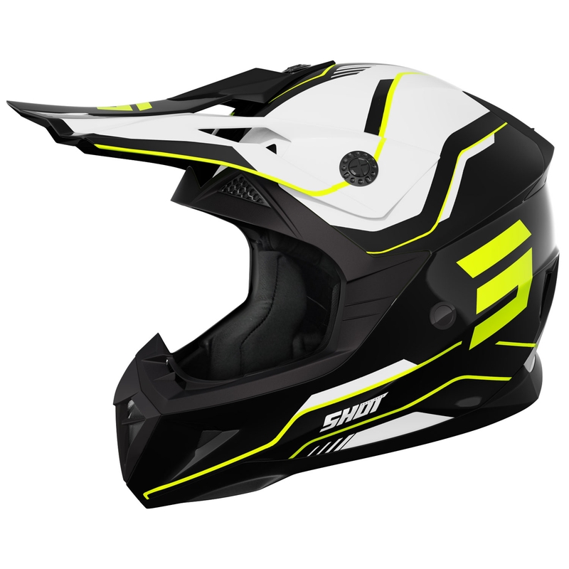 Casco motocross Shot Pulse Lines nero-giallo fluo